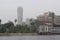 Ship sails on the Nile River in Cairo city, Egypt