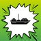 Ship sign illustration. Black Icon on white popart Splash at green background with white spots. Illustration