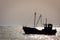 Ship silhouette. calm on the sea