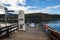 Ship station on the Millstatt lake in the fall. Town of Millstatt am See, Austria