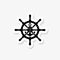 Ship steering wheel, anchor sticker icon. Simple illustration, flat design