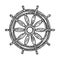 Ship steering wheel sketch engraving vector