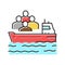 ship transportation refugee color icon vector illustration