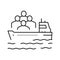 ship transportation refugee line icon vector illustration