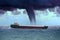 Ship in a tropical cyclone tornado