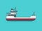 Ship vector illustration, line outline boat , small empty vessel flat cartoon design
