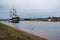 Ship on the Volkhov river in Veliky Novgorod. Russia