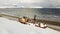 A ship washed ashore near Teriberka, Barents Sea bay. Russia