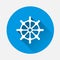 Ship wheel. Boat steering wheel icon. Vector illustration on blu