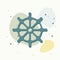 Ship wheel. Boat steering wheel icon.  White vector icon on multicolored background