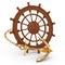 Ship wheel and golden anchor