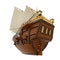 Ship wooden ancient cartoon back