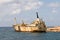 Ship wreck EDRO III in Cyprus under palms