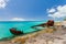 Ship wreckage on a beach