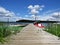 Ship Yacht Wharf Harbor Marina Yard on Lake with Clouds