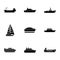 Shipborne icons set, simple style