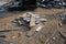 Shipbreaking Yard in Darukhana, Mumbai, India â€“ INS Vikrant dismantling with scrap metal & workers in background