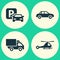 Shipment Icons Set. Collection Of Road Sign, Chopper, Automobile And Other Elements. Also Includes Symbols Such As Van