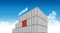 Shipping Cargo Container Japan flag for Logistics and Transportation with clouds