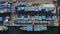Shipping container close-up in seaport aerial view Shipping container key in waterborne freight. Shipping container