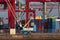 Shipping containers and cranes at the Lisbon Port