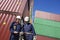 Shipping containers and dock workers