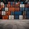 Shipping containers stacked on top of each other - ai generated image