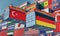 Shipping containers with Turkey and Germany flag.