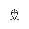 Shipping courier man icon. delivery worker wearing hat symbol. simple clean thin outline style design.