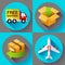 Shipping and delivery icons set. Flat design style.