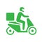 Shipping delivery man riding motorcycle icon symbol, Pictogram flat design for apps and websites, Track and trace status.