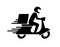 Shipping fast delivery man riding motorcycle icon symbol, Pictogram flat design for apps and websites