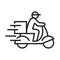 Shipping fast delivery man riding motorcycle icon symbol, Pictogram flat design for apps and websites, Track and trace processing