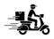 Shipping fast delivery man riding motorcycle icon symbol, Pictogram flat design for apps and websites, Track and trace processing.