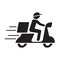 Shipping fast delivery man riding motorcycle silhouette icon symbol