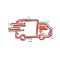 Shipping fast icon in comic style. Delivery truck cartoon vector illustration on isolated background. Express logistic splash