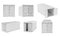 Shipping freight containers. White intermodal container set