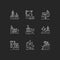Shipping industry chalk white icons set on black background