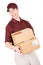 Shipping: Laughing Delivery Man With Packages