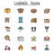 Shipping , Logistics and Delivery color line icon set