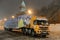 Shipping main all-Russian Christmas tree in the Kremlin on the cargo trailer.