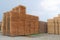 Shipping pallets stacked warehouse packaging business transport platform