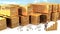 Shipping Price Increase. Golden containers. Golden business. Transport logistic.