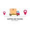 Shipping and tracking package in red truck