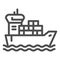 Shipping vessel with containers line icon, delivery and logistics symbol, cargo ship vector sign on white background