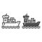 Shipping vessel with containers line and solid icon, delivery and logistics symbol, cargo ship vector sign on white