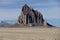 Shiprock, the great volcanic rock mountain in desert plane of New Mexico, USA