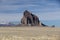 Shiprock, the great volcanic rock mountain in desert plane of New Mexico, USA