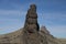 Shiprock, the great volcanic rock mountain in desert plane of New Mexico, USA