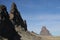 Shiprock, the great volcanic rock mountain in desert plane of New Mexico, USA